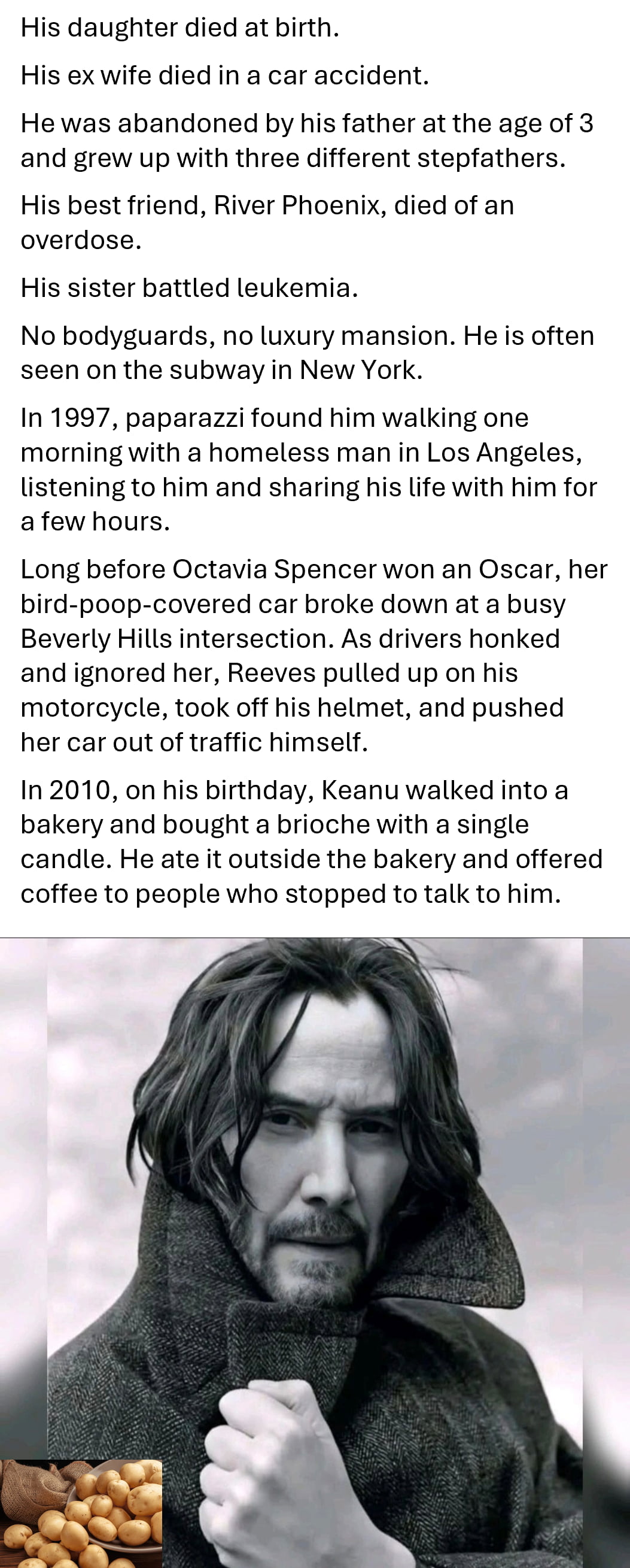 A Look at the Personal Struggles and Humble Acts of Keanu Reeves