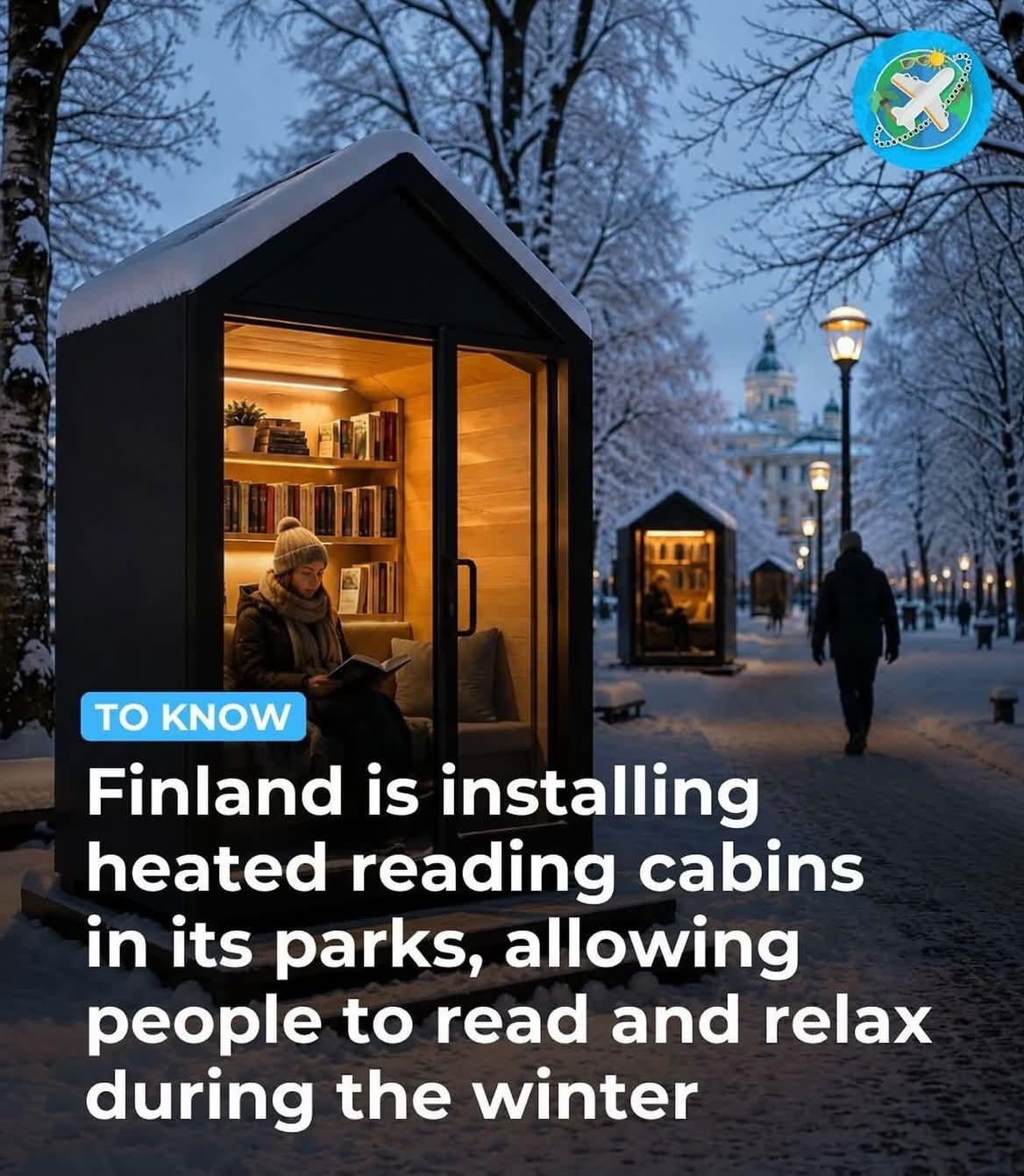 Finland Introduces Heated Reading Cabins for Winter Park Goers