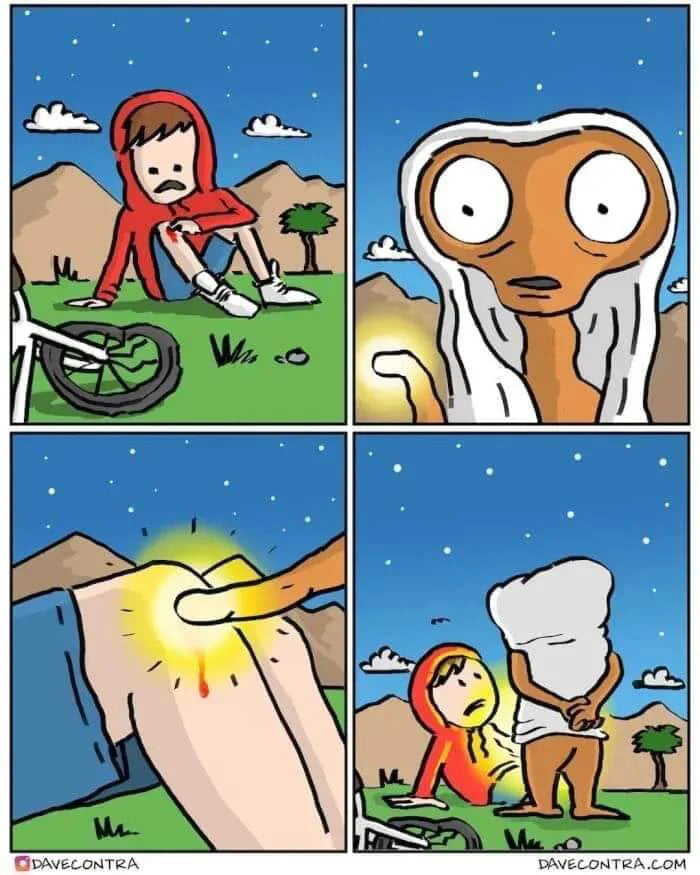 A Dark Twist on the Classic E.T. Healing Scene