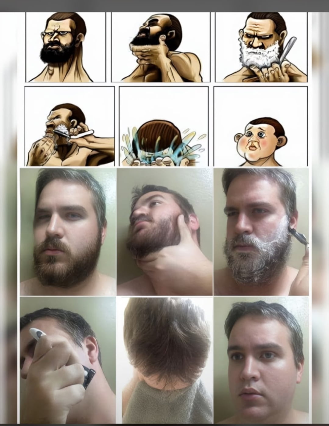 Man Recreates Viral Shaving Transformation Comic