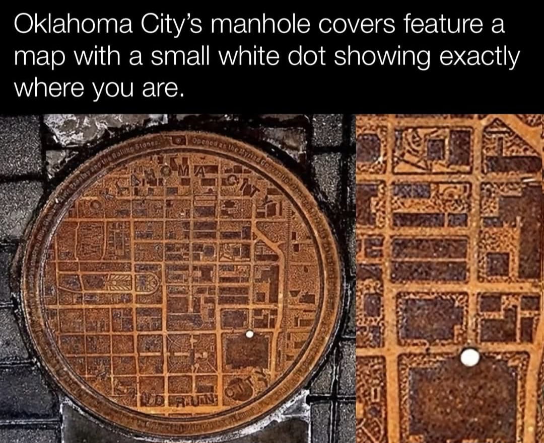 Oklahoma City Manhole Covers Feature Helpful 'You Are Here' Maps