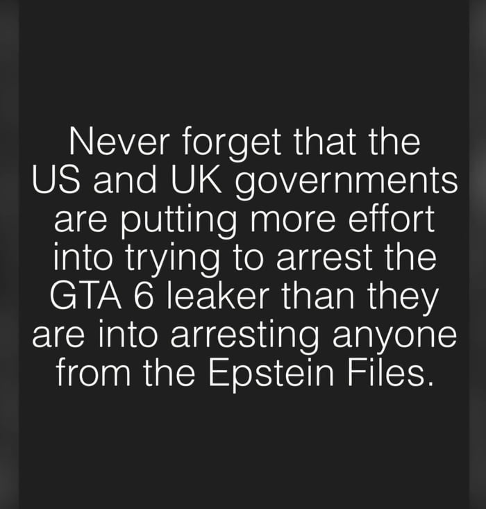 A Viral Meme Compares Government Priorities Regarding the GTA 6 Leaker and the Epstein Files