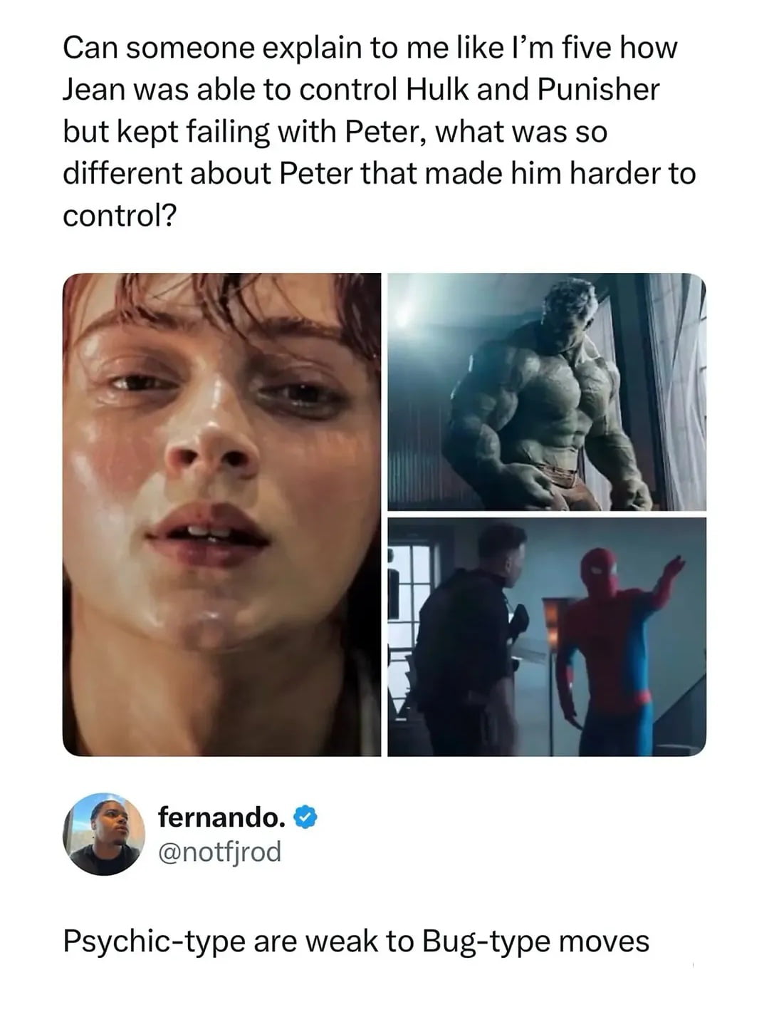 Why Jean Grey Can't Control Spider-Man: A Pokémon Logic Explanation