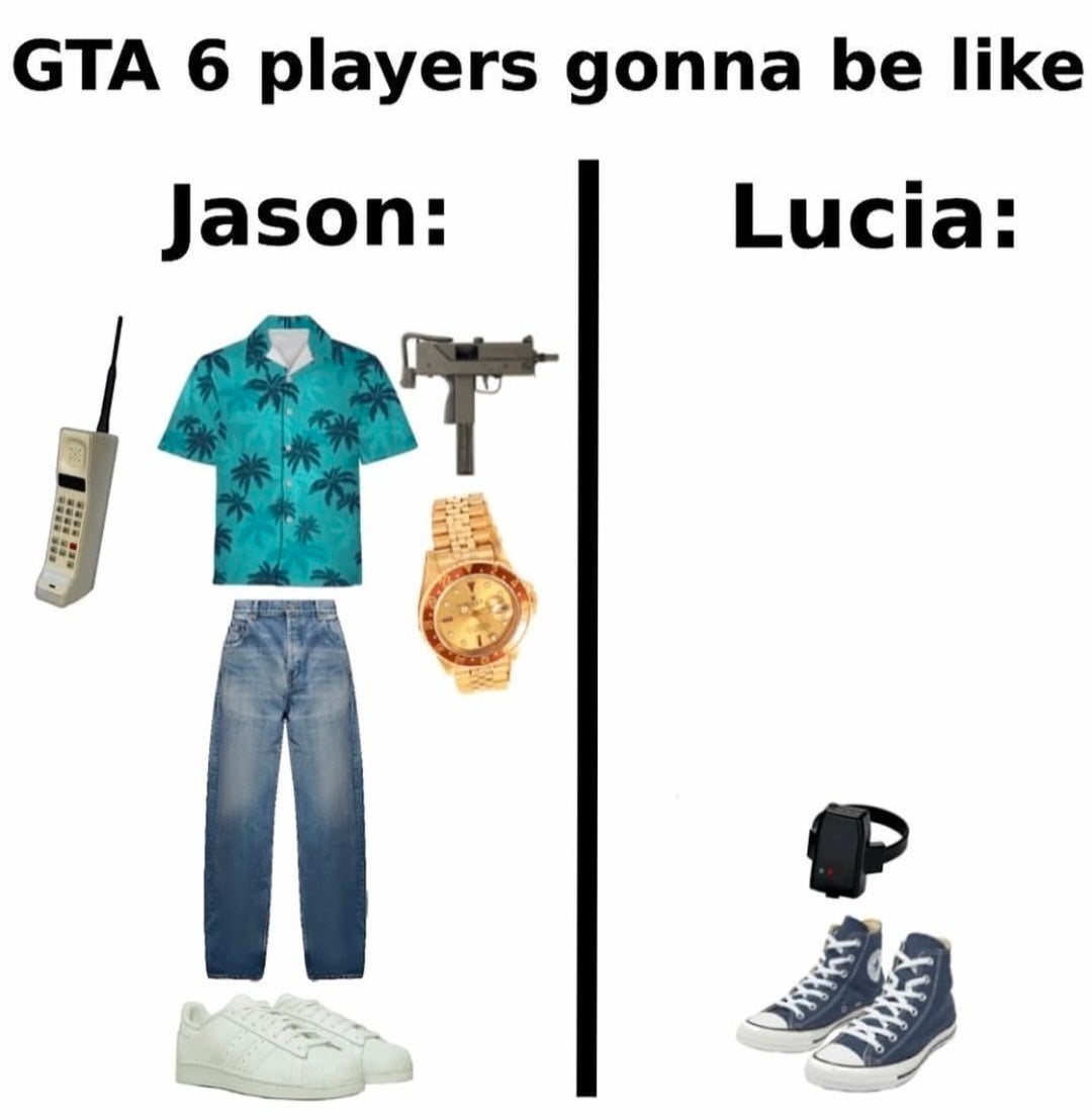 A Humorous Comparison of GTA 6 Protagonists Jason and Lucia - Memes on Aviaclip