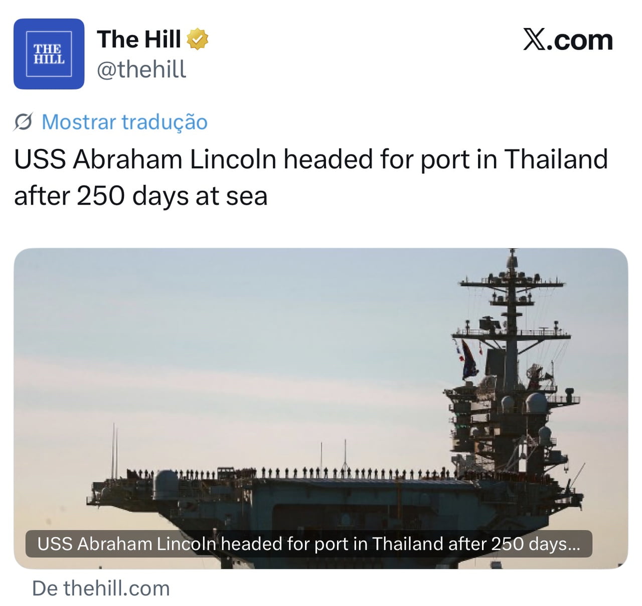 USS Abraham Lincoln Crew Reaches Thailand After 250 Days at Sea