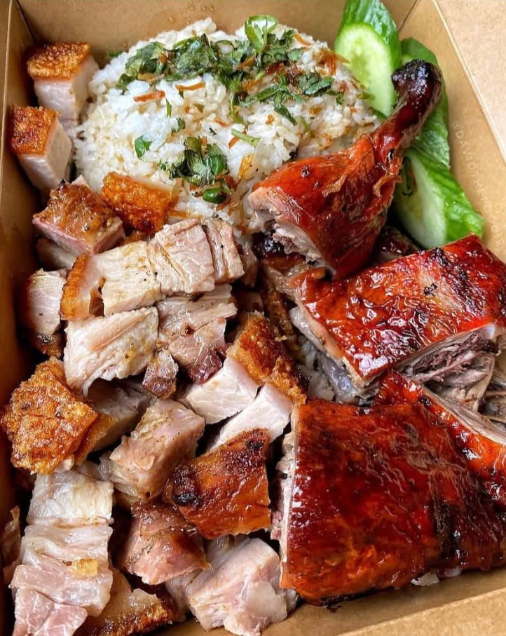 A Hearty Serving of Crispy Pork Belly and Roasted Duck Over Rice - Interesting on Aviaclip