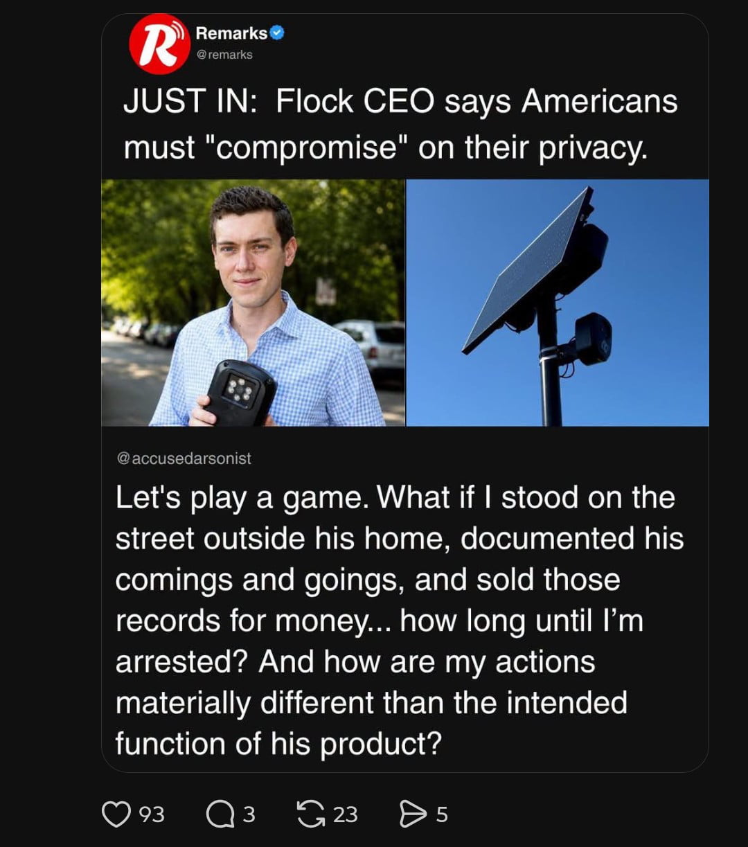 Flock Safety CEO's Privacy Comments Spark Debate on Surveillance - Interesting on Aviaclip