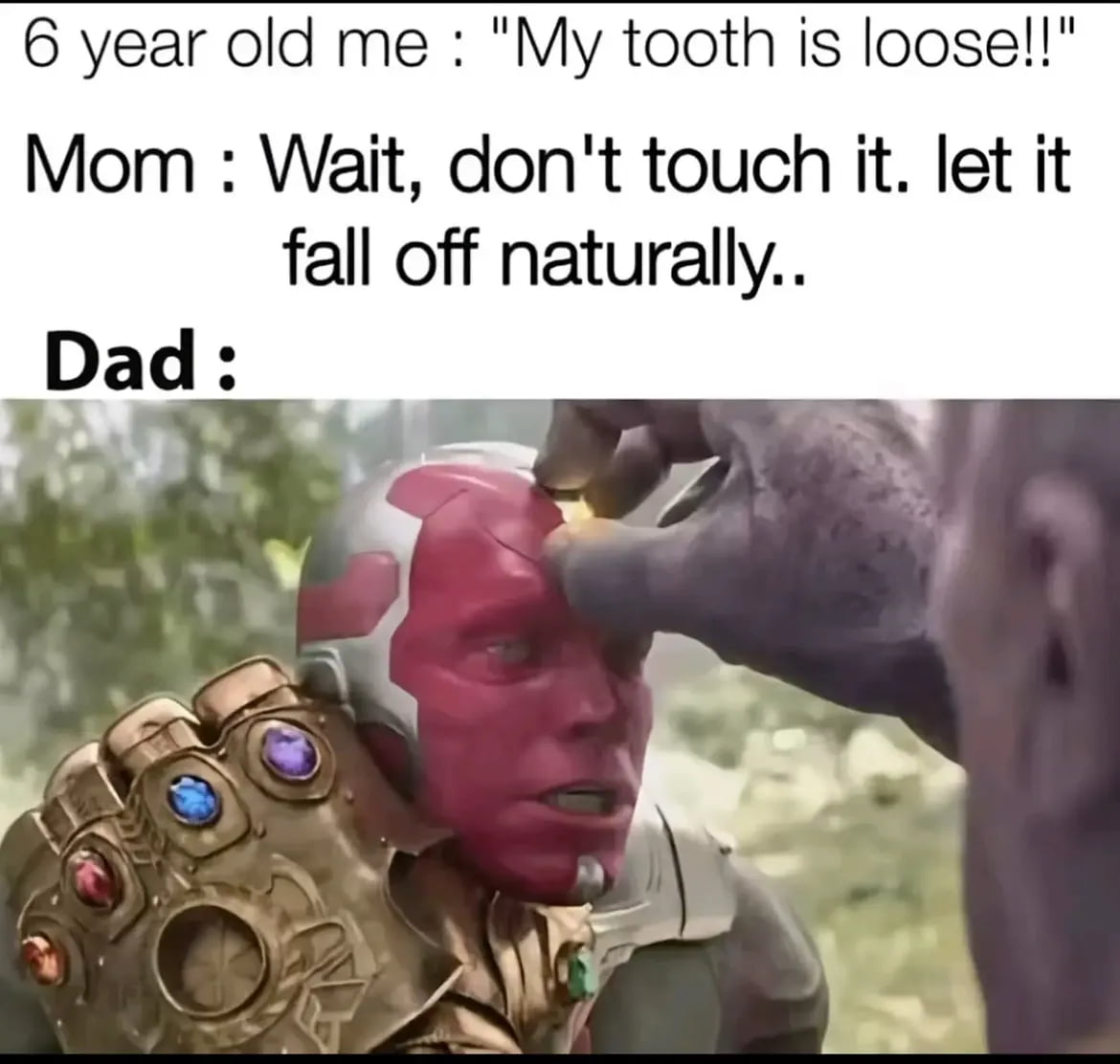 The Difference Between Mom and Dad When Dealing With a Loose Tooth - Memes on Aviaclip