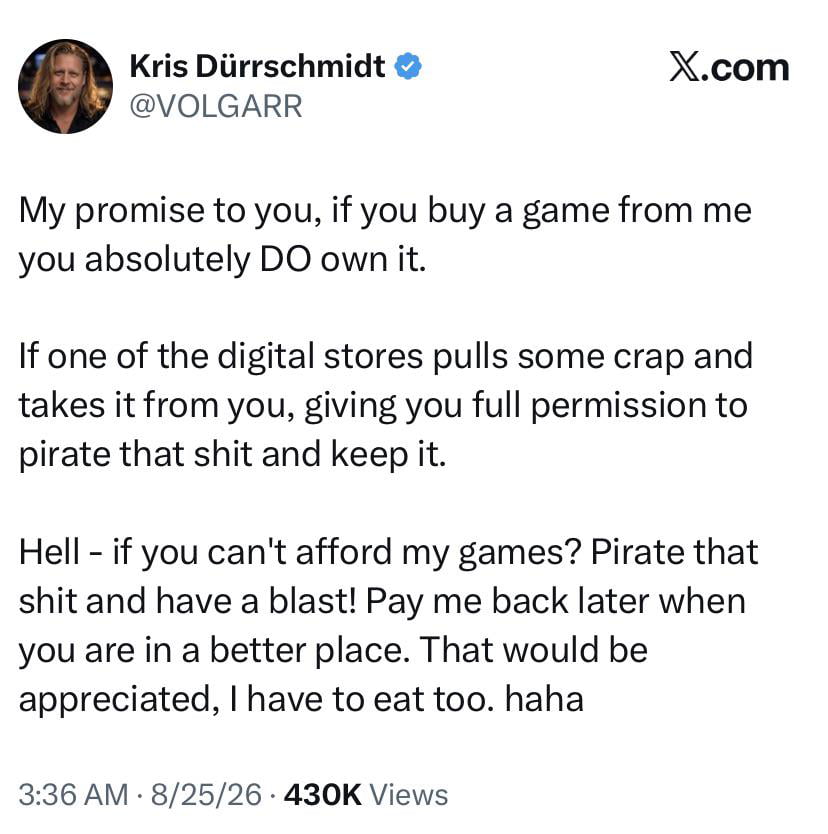Indie Game Developer Shares Refreshing Stance on Digital Ownership and Piracy - Gaming on Aviaclip