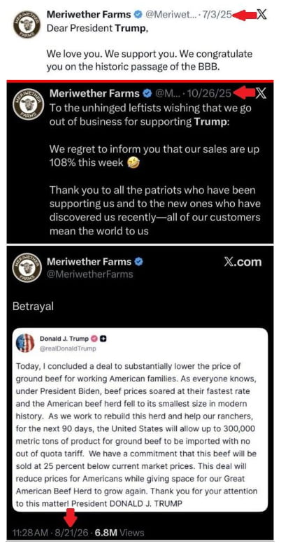 Meriwether Farms' Public Support for Trump Backfires Following New Beef Import Deal