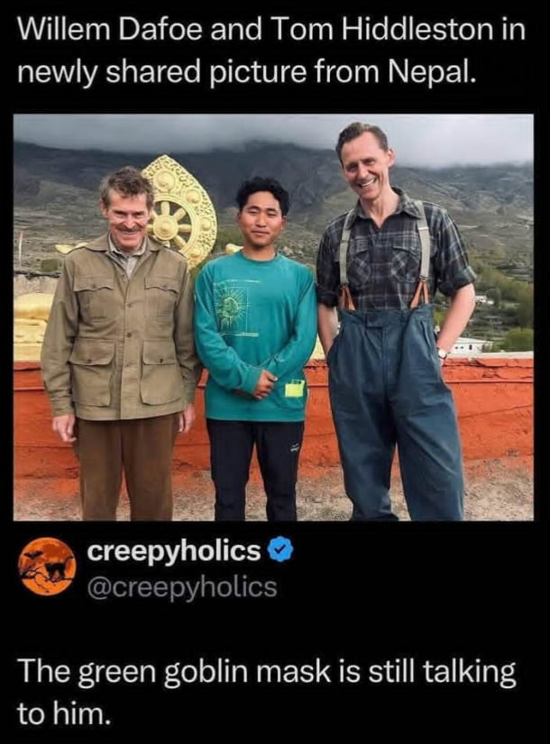 Actors Willem Dafoe and Tom Hiddleston Pictured Together in Nepal