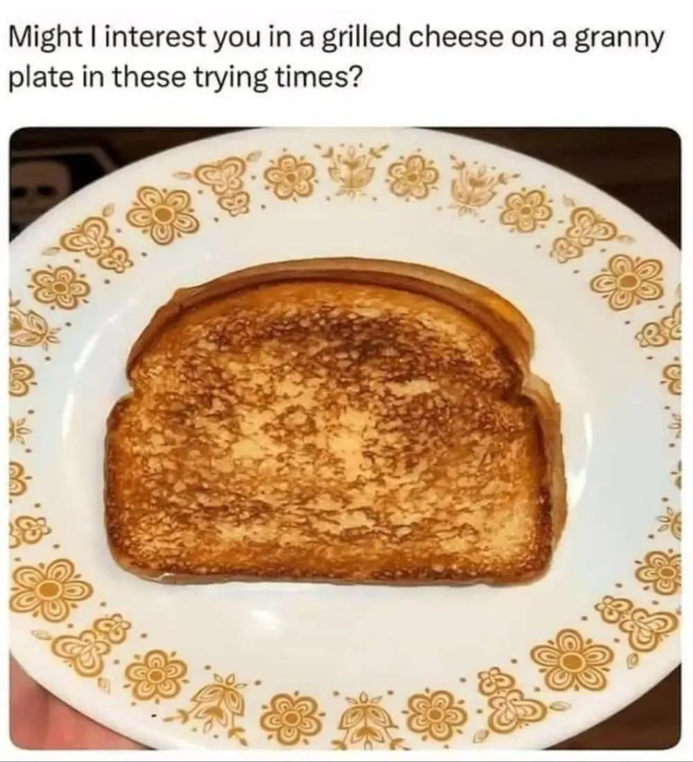A Nostalgic Grilled Cheese Served on a Classic Floral Plate - Wholesome on Aviaclip