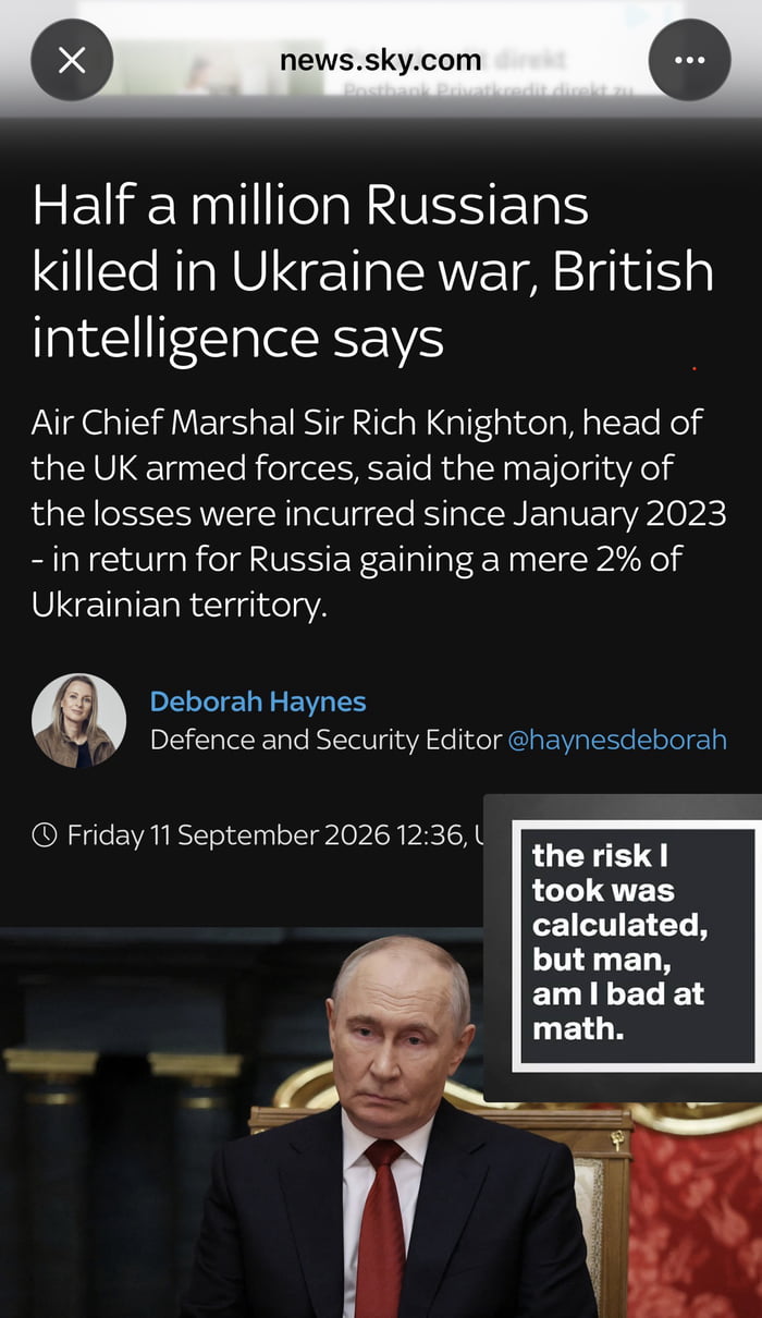 Meme Highlights British Intelligence Report on Russian Casualties in Ukraine - Memes on Aviaclip
