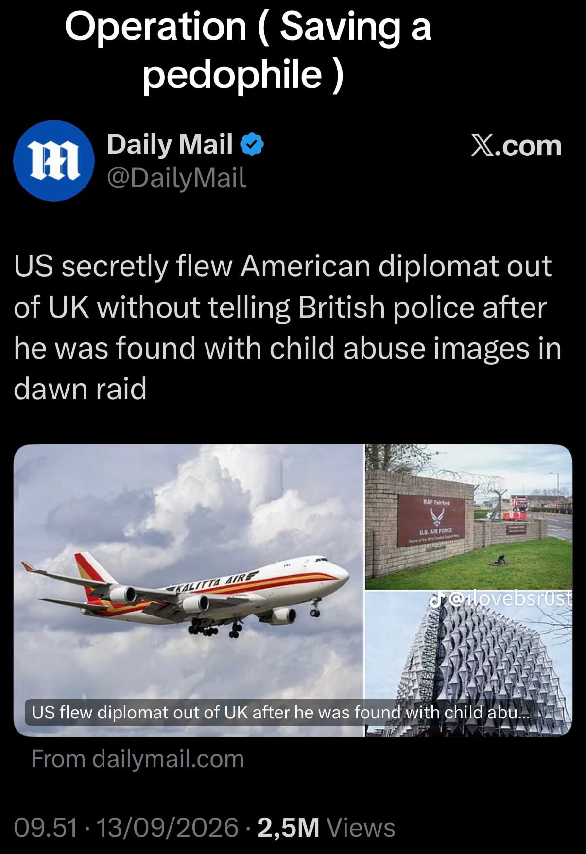 Social Media Post Highlights Report on Diplomat's Departure from UK