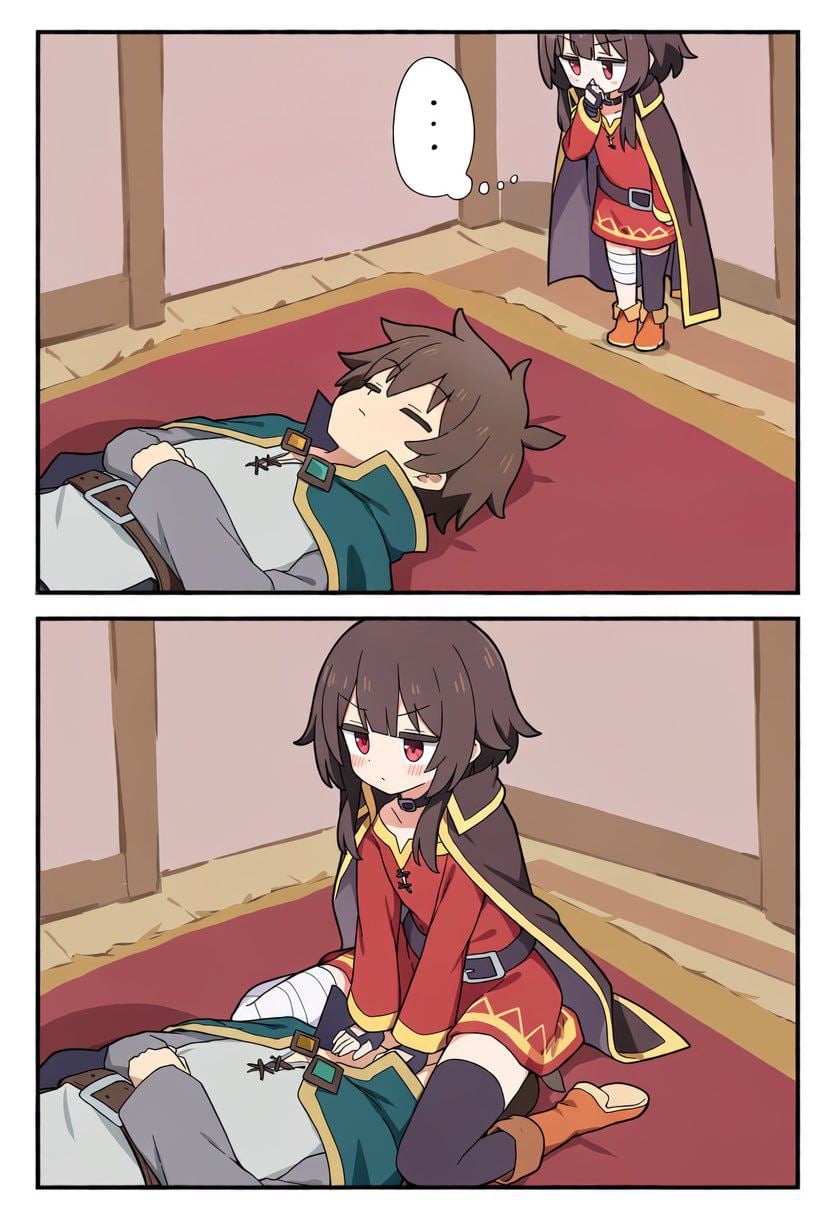 Anime Fan Art Depicts a Comforting Gesture for a Tired Partner - Funny on Aviaclip