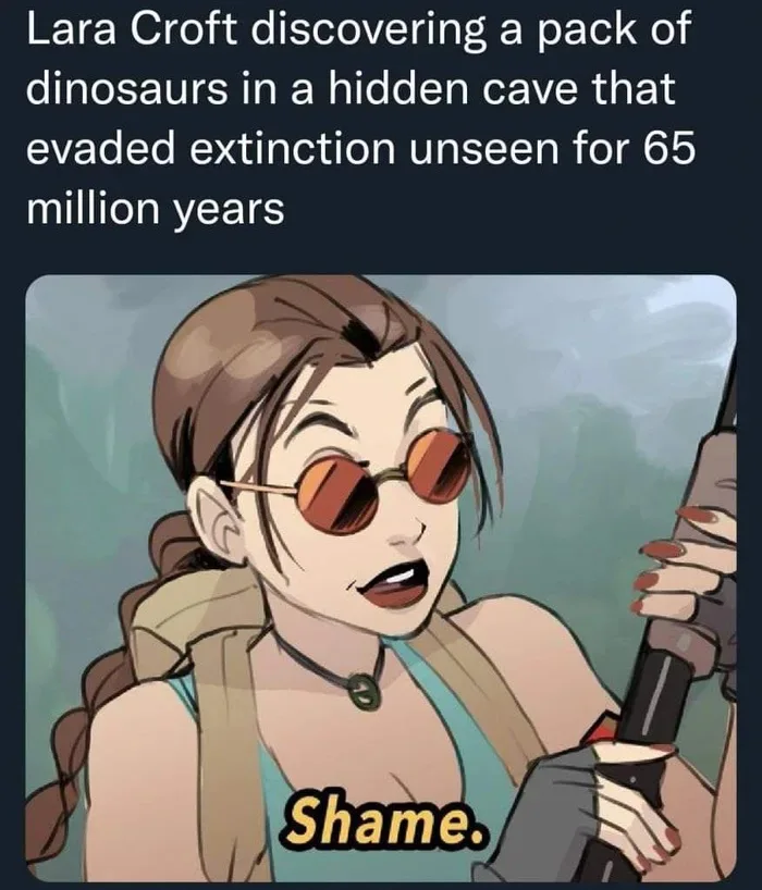 Lara Croft's Reaction to Finding Dinosaurs
