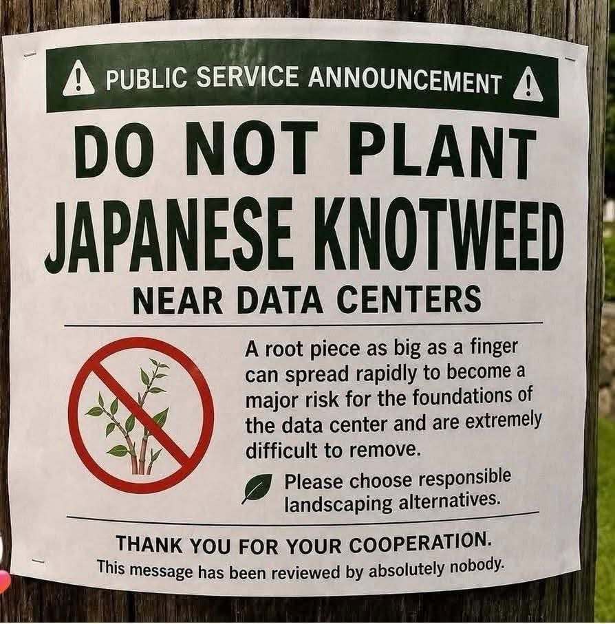 A humorous warning against planting Japanese Knotweed - Funny on Aviaclip