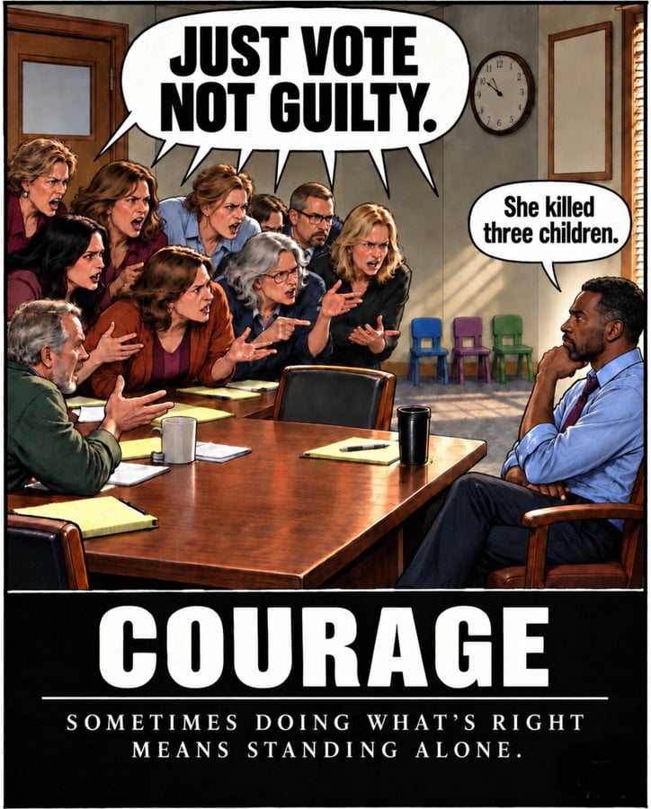 AI-Generated Illustration Depicts Jury Room Conflict - Memes on Aviaclip