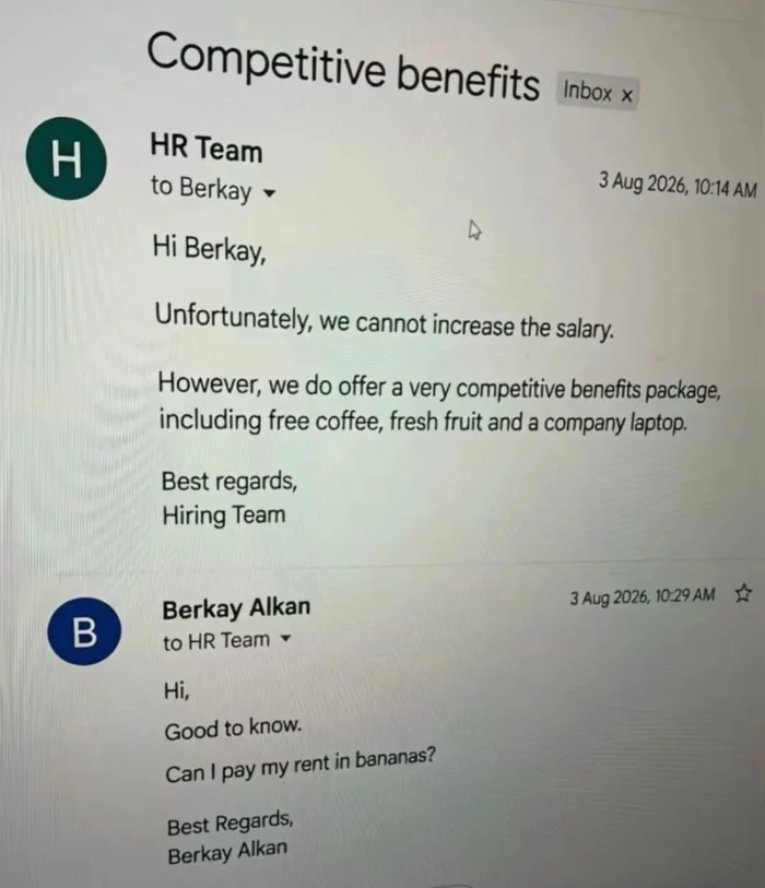 Job Candidate Has A Sarcastic Response To A Weak Benefits Package - Funny on Aviaclip