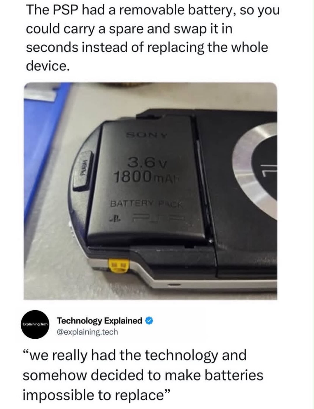 A Look Back at the Removable Battery Design of the Sony PSP - Technology on Aviaclip