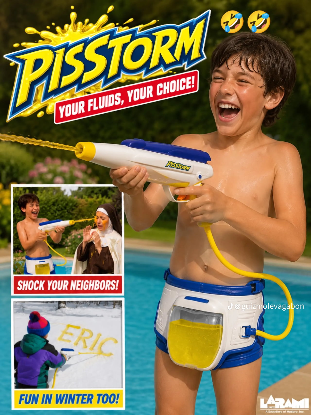 A satirical take on classic water gun advertisements - Memes on Aviaclip