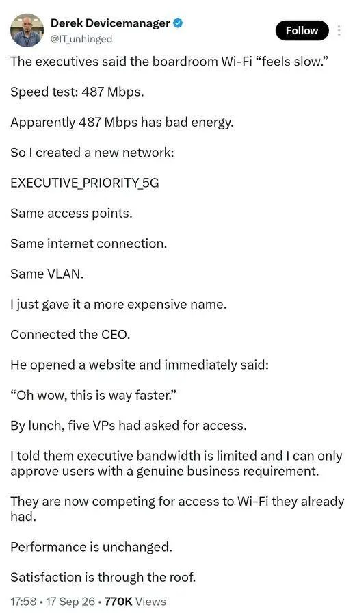 IT Professional Uses Placebo Effect to Solve Executive Wi-Fi Complaints