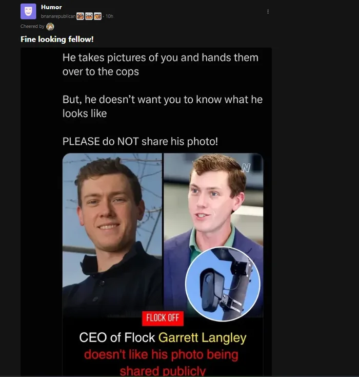 Viral Meme Targets Flock Safety CEO Garrett Langley Over Surveillance Technology - Memes on Aviaclip