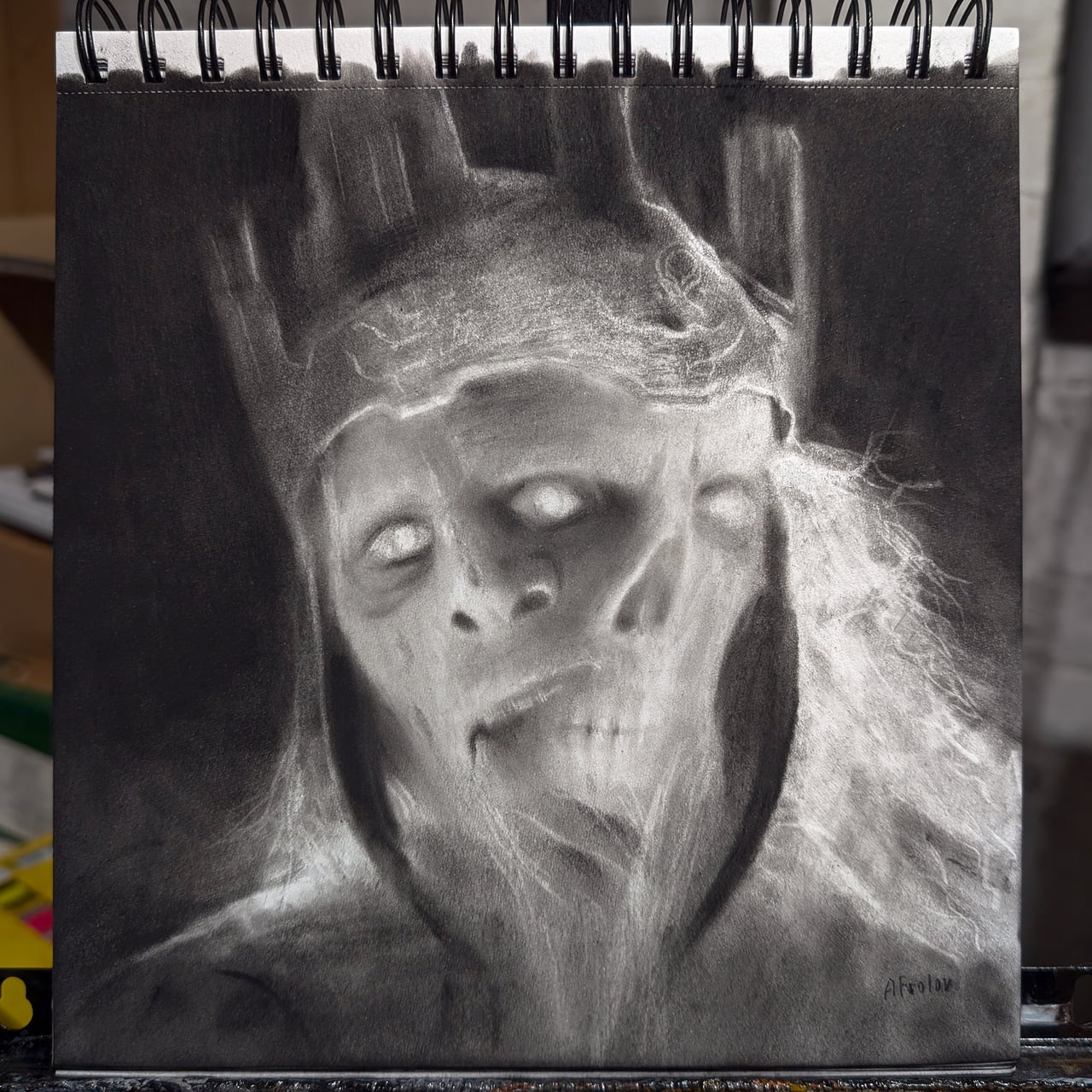 A Haunting Charcoal Portrait of a 'Dead King' - Interesting on Aviaclip