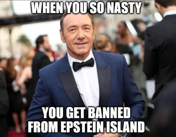 Meme Featuring Actor Kevin Spacey and References to Epstein Island - Memes on Aviaclip