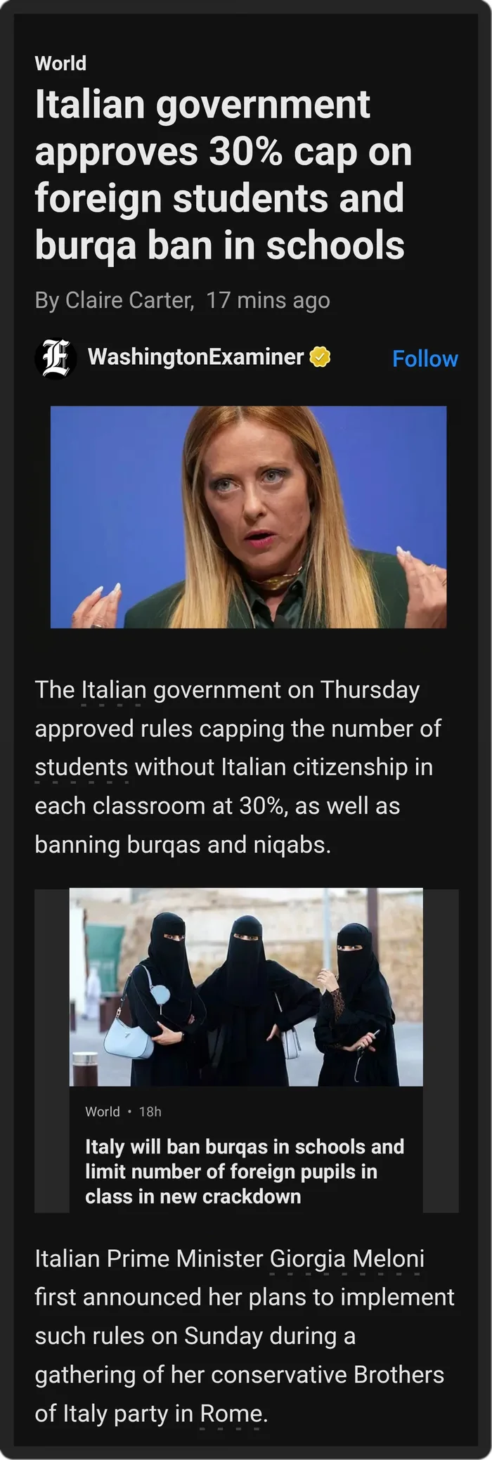 Italian Government Approves New Restrictions on Foreign Students and Religious Attire in Schools - Interesting on Aviaclip