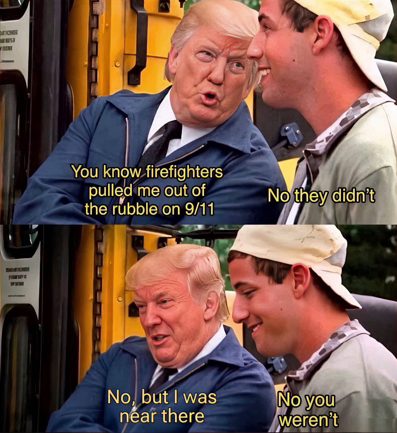 A Satirical Exchange Featuring Donald Trump and Adam Sandler - Memes on Aviaclip