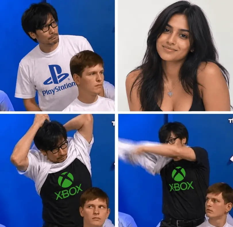Hideo Kojima Meme Featuring a Console Brand Switch - Memes on Aviaclip