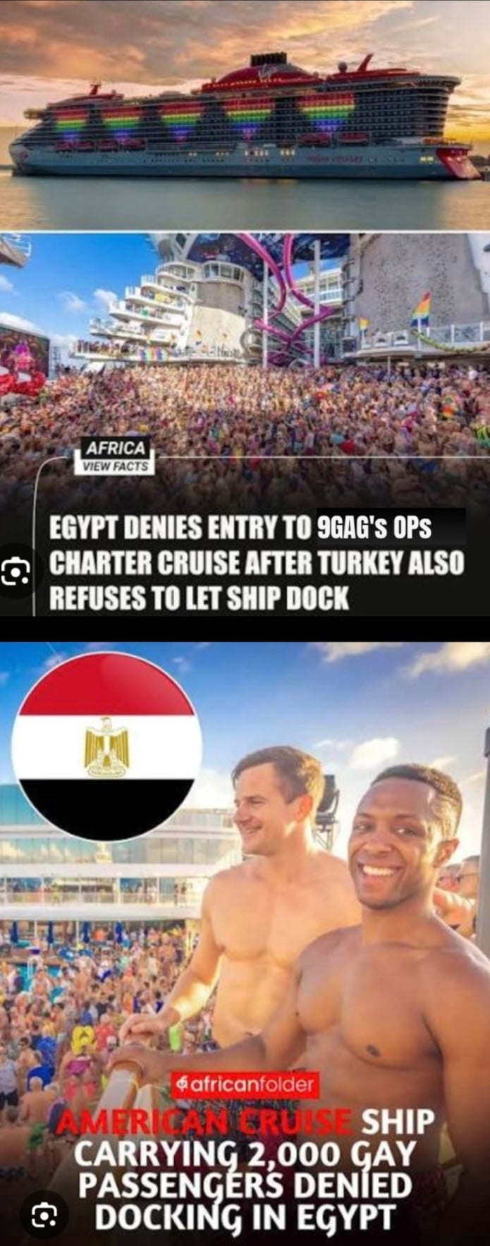 Cruise Ship Carrying LGBTQ+ Passengers Denied Entry at Egyptian Ports