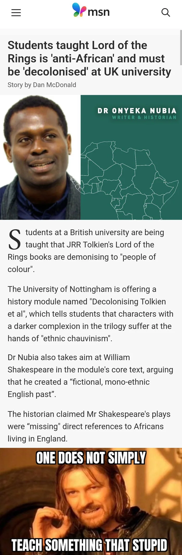 University of Nottingham Module Claims Lord of the Rings is 'Anti-African' - Interesting on Aviaclip