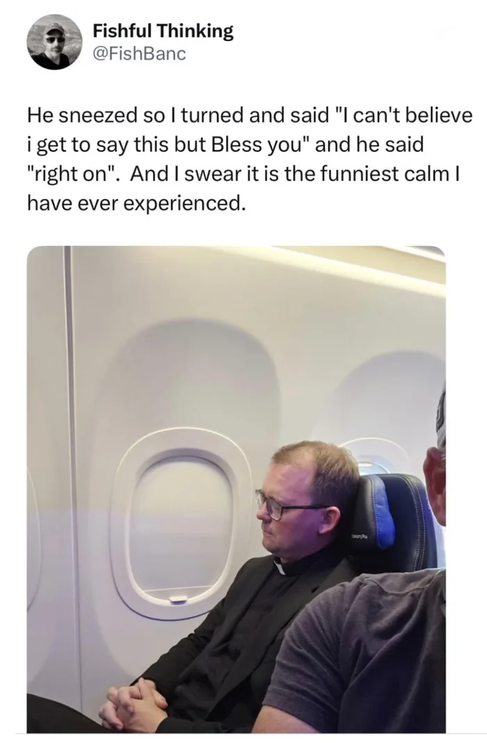 A Priest's Casual Response to a Mid-Flight Blessing