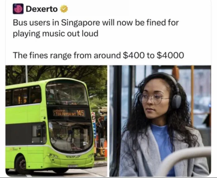 Singapore Implements Heavy Fines for Playing Loud Music on Public Buses