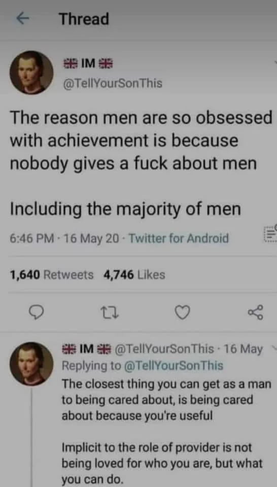 A Viral Social Media Thread Discusses the Societal Expectations of Men - Memes on Aviaclip