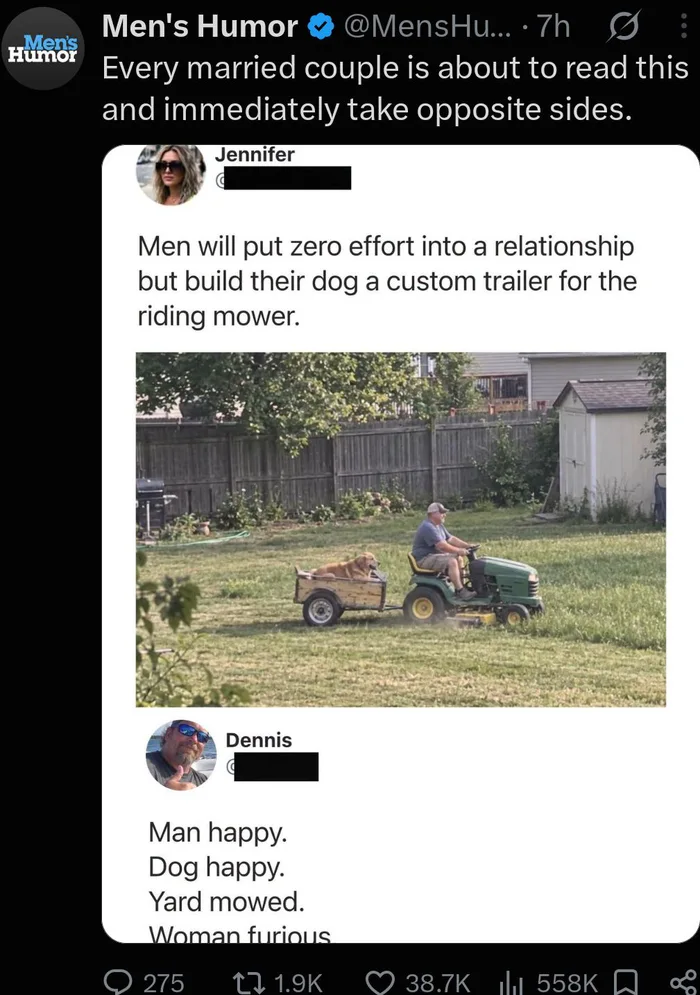 A Viral Debate Over Priorities: The Man, The Dog, and The Custom Mower Trailer