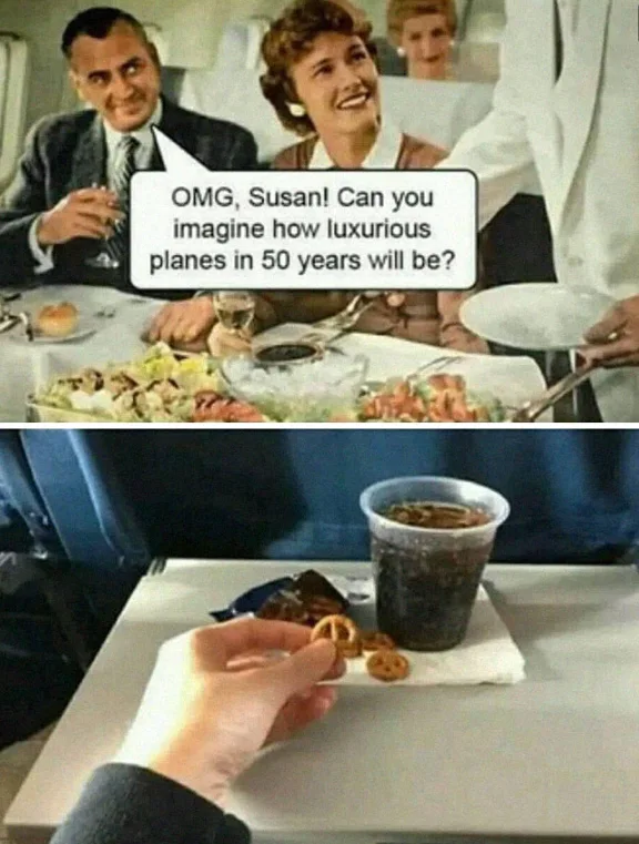 The Evolution of In-Flight Dining: A Comparison of Eras - Memes on Aviaclip