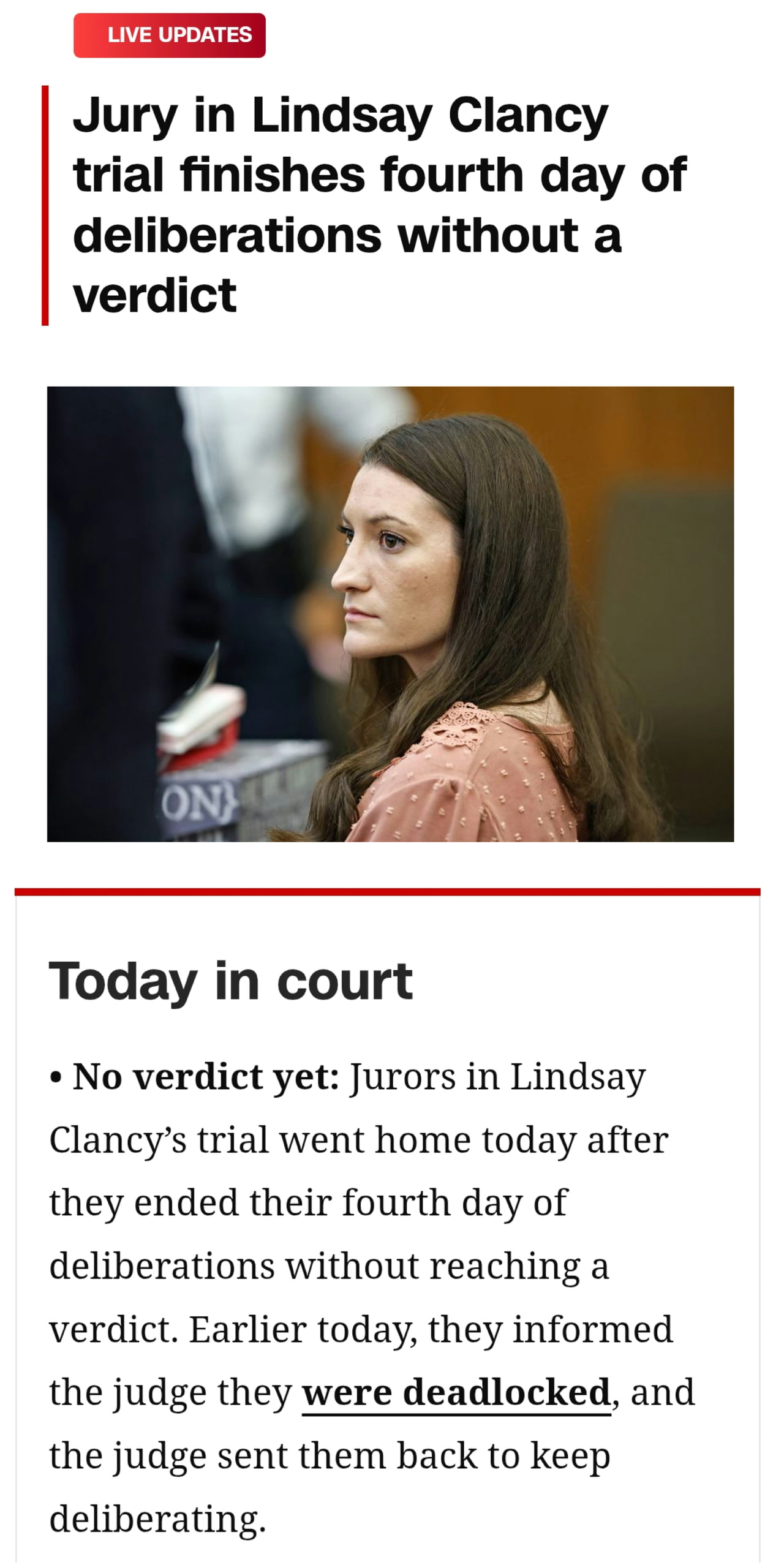 Jury Remains Deadlocked After Four Days of Deliberations in Lindsay Clancy Trial - Interesting on Aviaclip