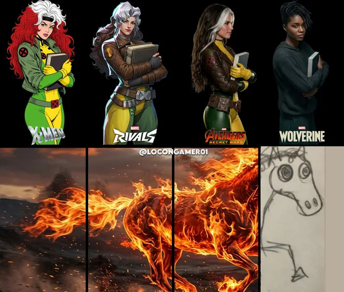 Comparing Character Designs of Rogue Across Different Marvel Media - Memes on Aviaclip