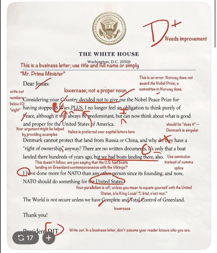 A Satirical Grading of a Mock White House Letter - Funny on Aviaclip