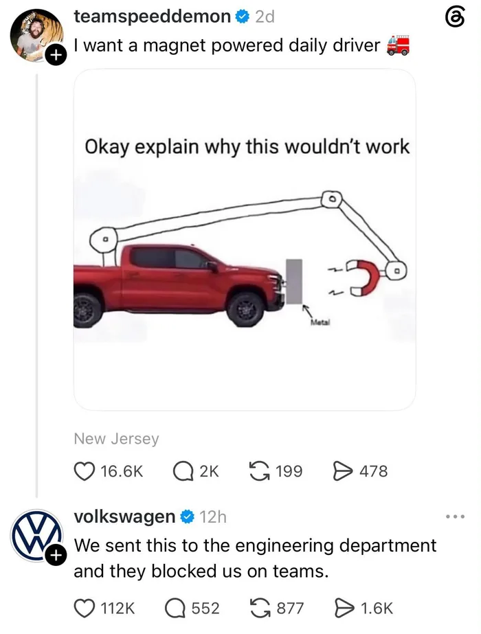 Volkswagen Responds to Viral Magnet-Powered Truck Concept