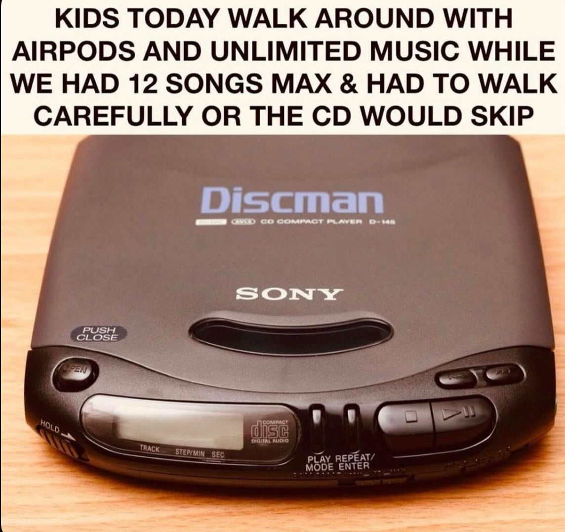 The Struggle of Portable CD Players: A Nostalgic Look Back - Memes on Aviaclip
