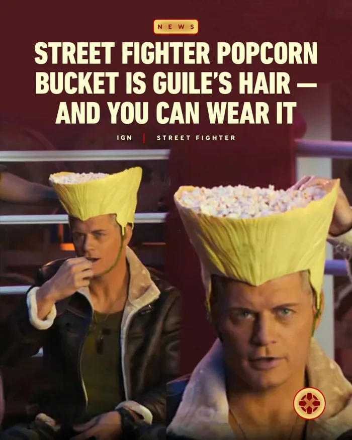 Wearable Street Fighter Popcorn Bucket Modeled After Guile's Iconic Hair - Gaming on Aviaclip