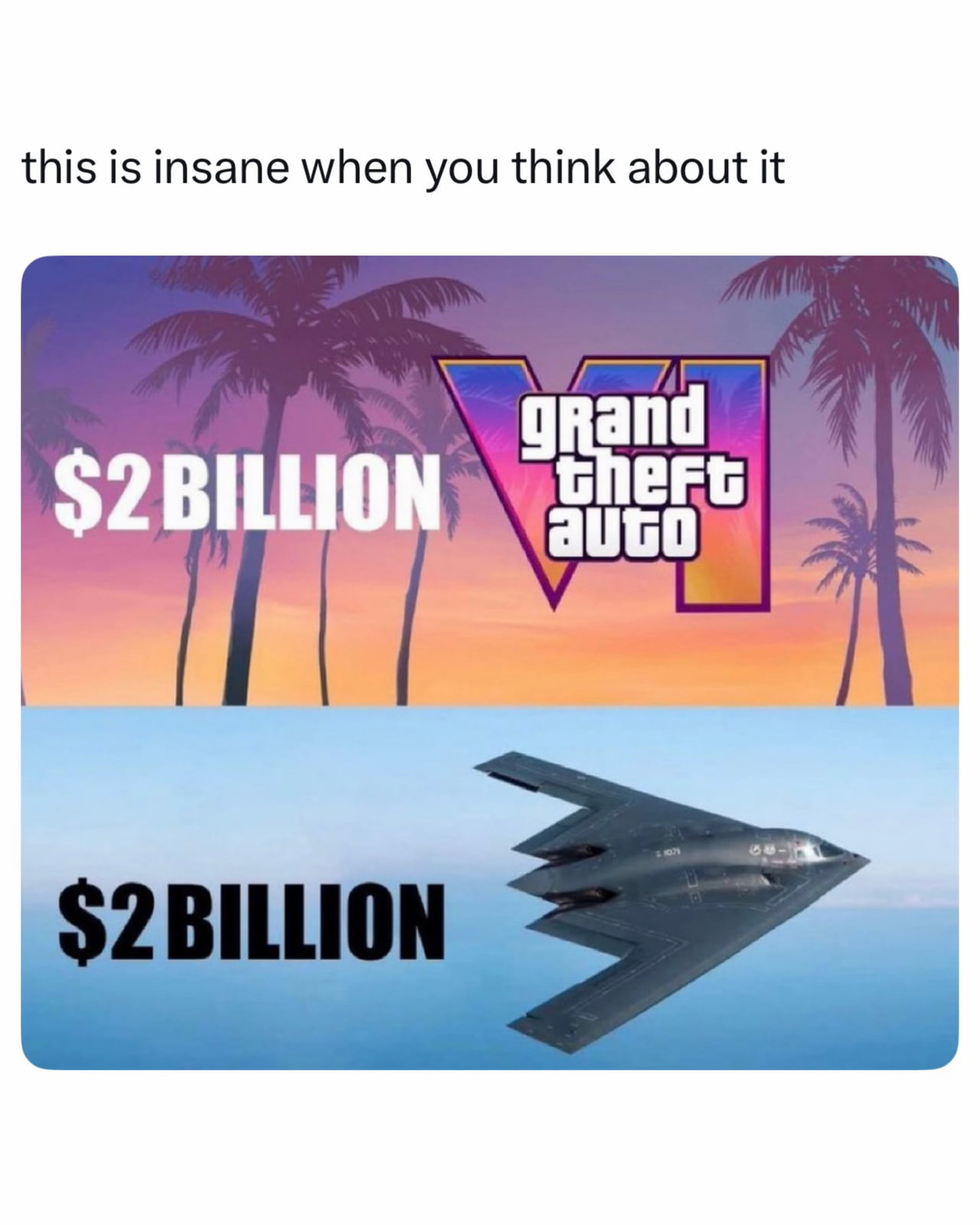 Comparing the Cost of Grand Theft Auto VI to a B-2 Spirit Stealth Bomber - Gaming on Aviaclip