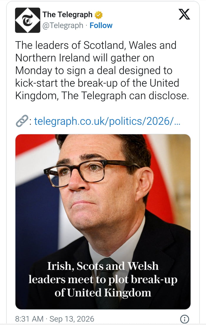 Leaders of Scotland, Wales, and Northern Ireland Reportedly Planning UK Break-up - Interesting on Aviaclip