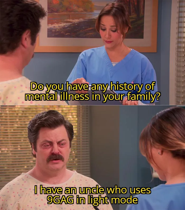 Parks and Recreation Meme Mocks Light Mode Users
