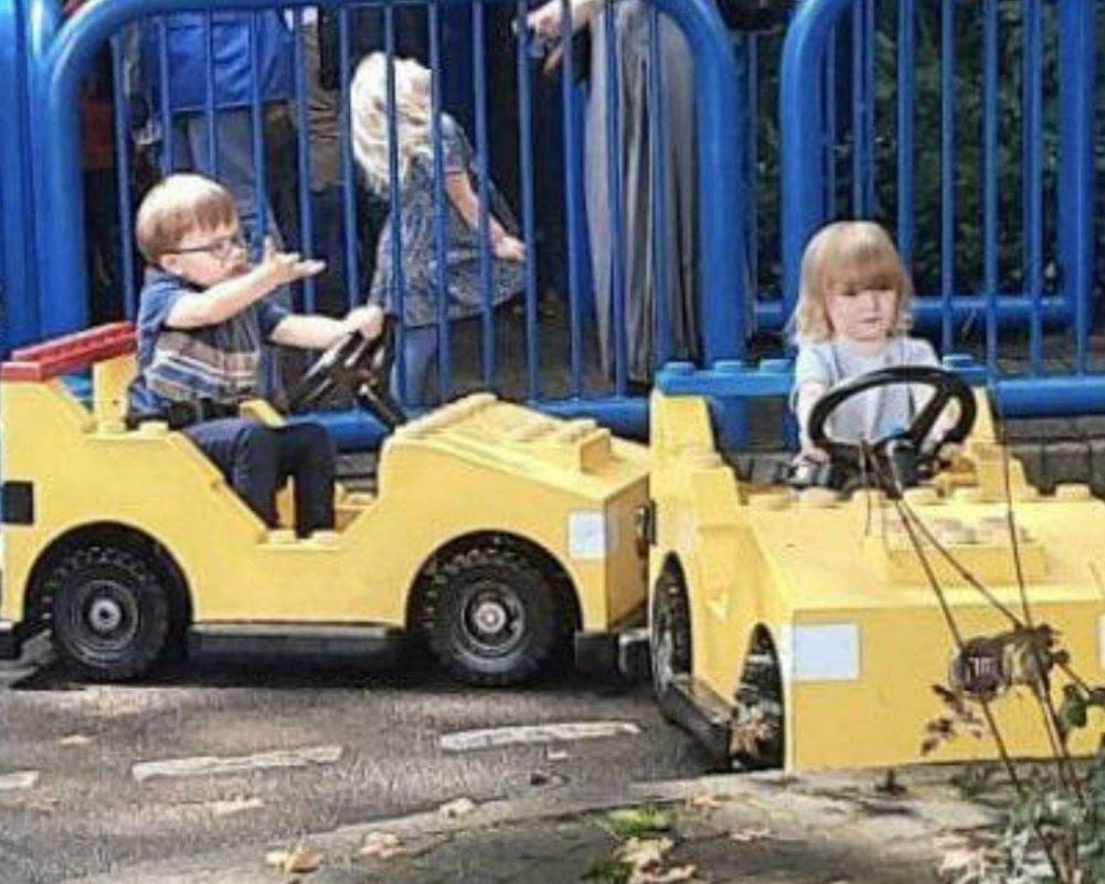 Young Driver Practices Road Rage in Toy Car - Funny on Aviaclip