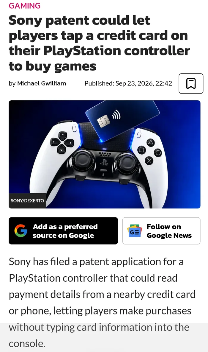 Sony Patent Explores Contactless Payment Integration for PlayStation Controllers